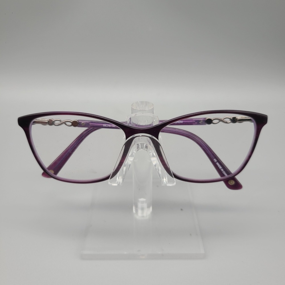 Bulova Moroni Eyeglasses Frames Violet Purple Cat Eye 55-16-140 Silver Filigree